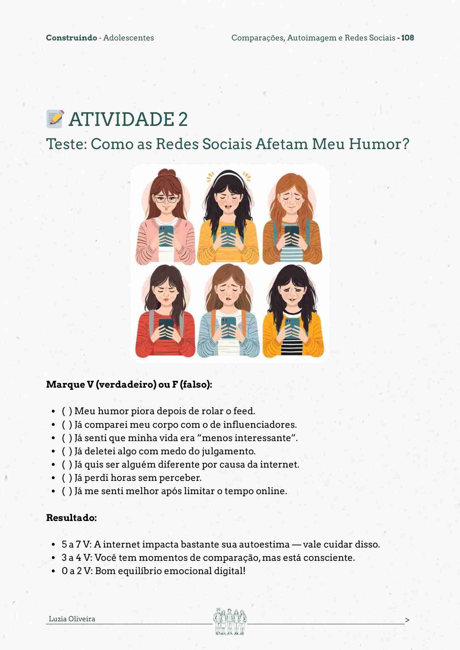 Reflexão sobre redes sociais — página interna do Construindo Adolescentes