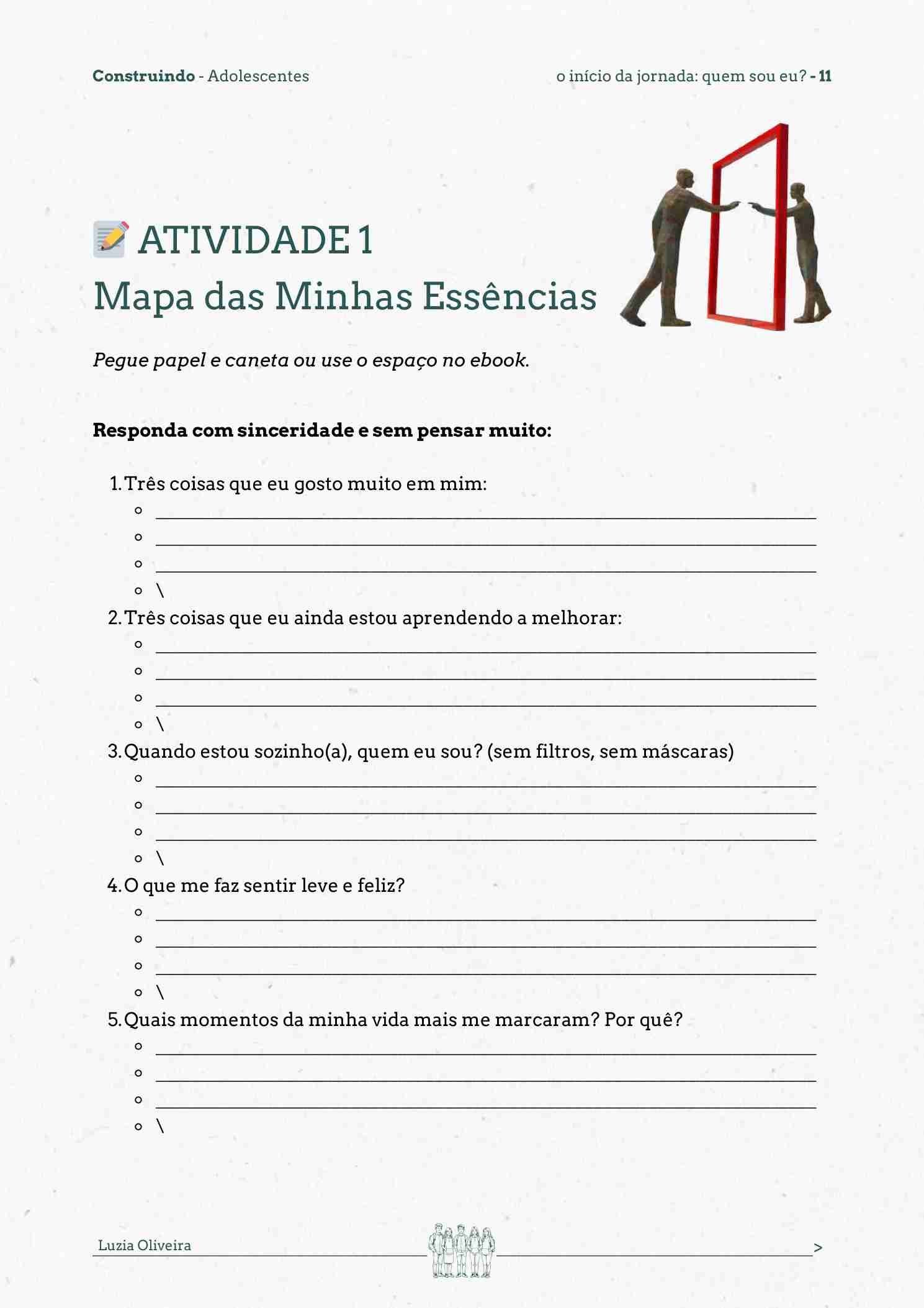 Atividade de autoconhecimento — página interna do Construindo Adolescentes
