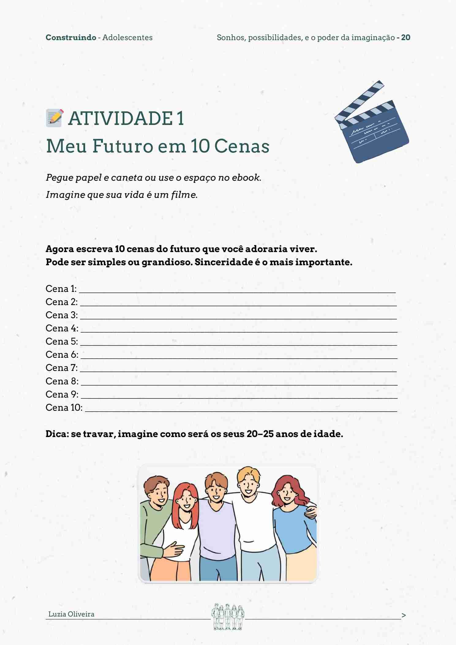 Atividade sobre meu futuro — página interna do Construindo Adolescentes