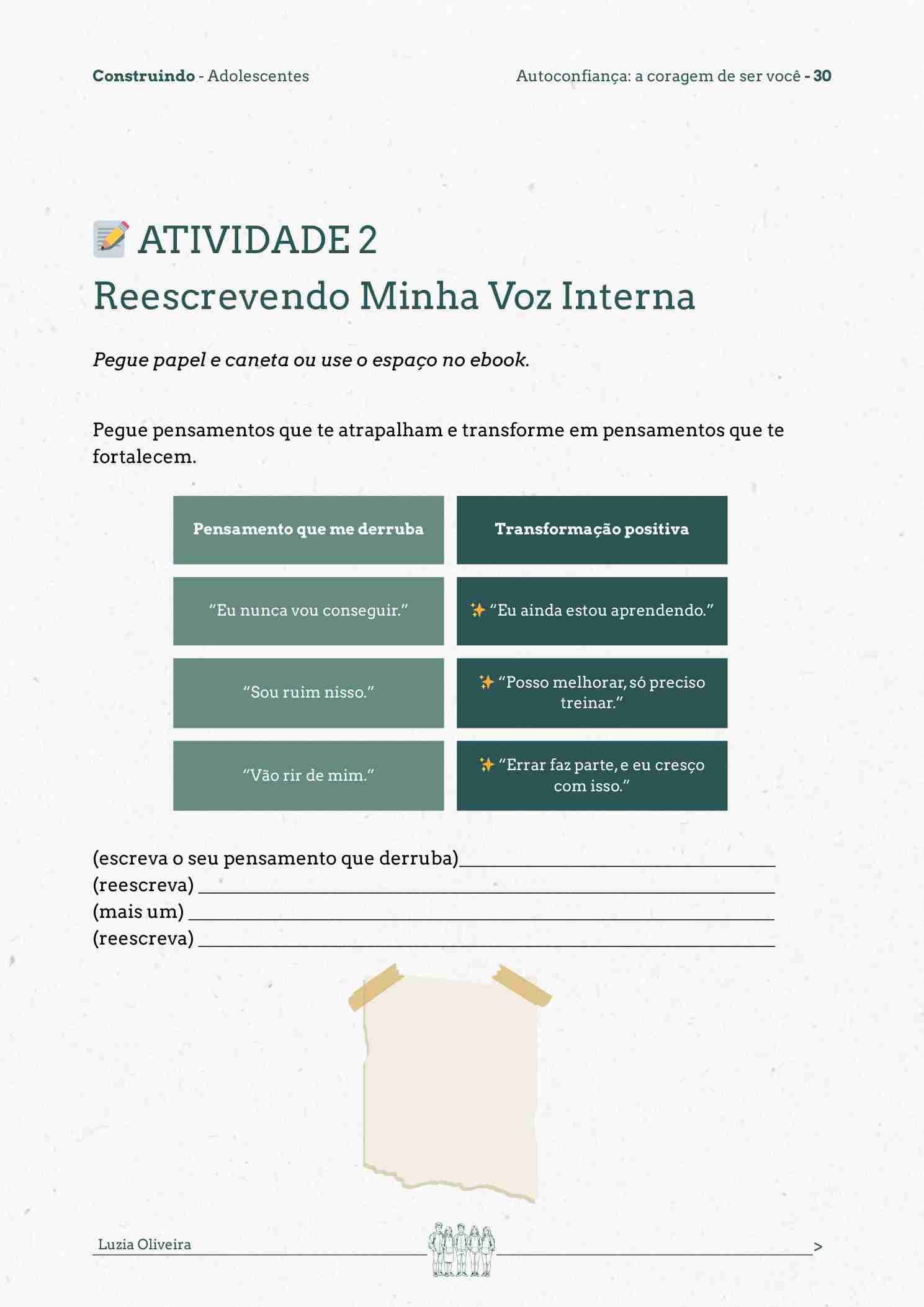 Atividade de autoconfiança — página interna do Construindo Adolescentes
